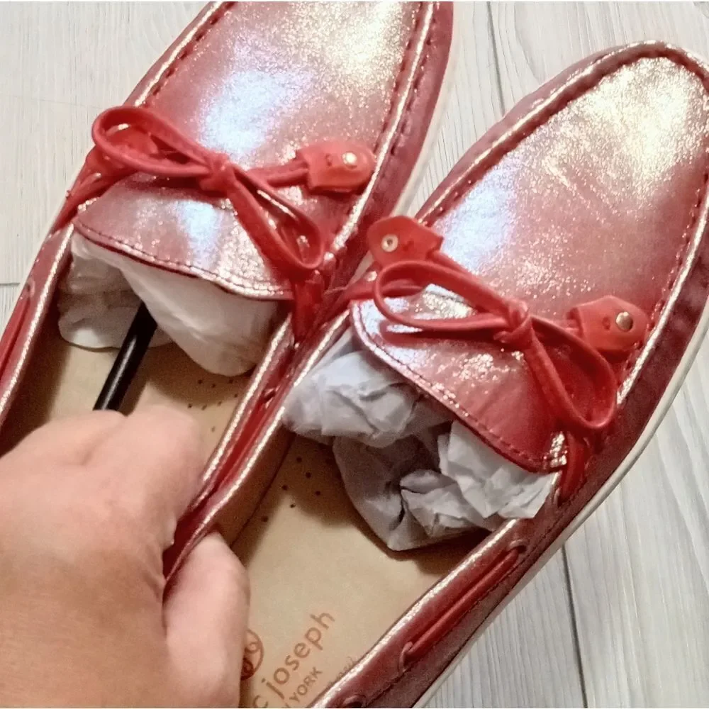 (31-0482) MARC JOSEPH slip on glimmer red leather CYPRESS HILL shoes Sz 4.5